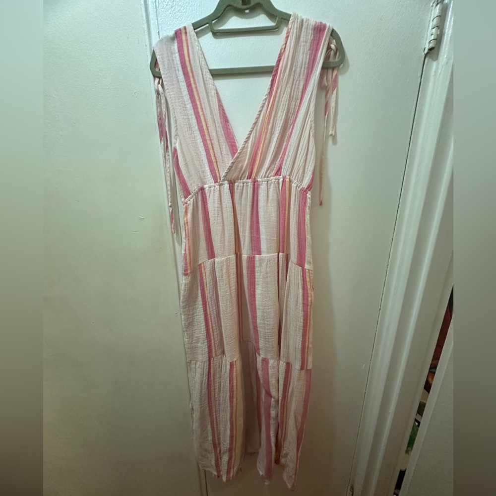 Marine Layer Gauze Tiered Striped Maxi Dress